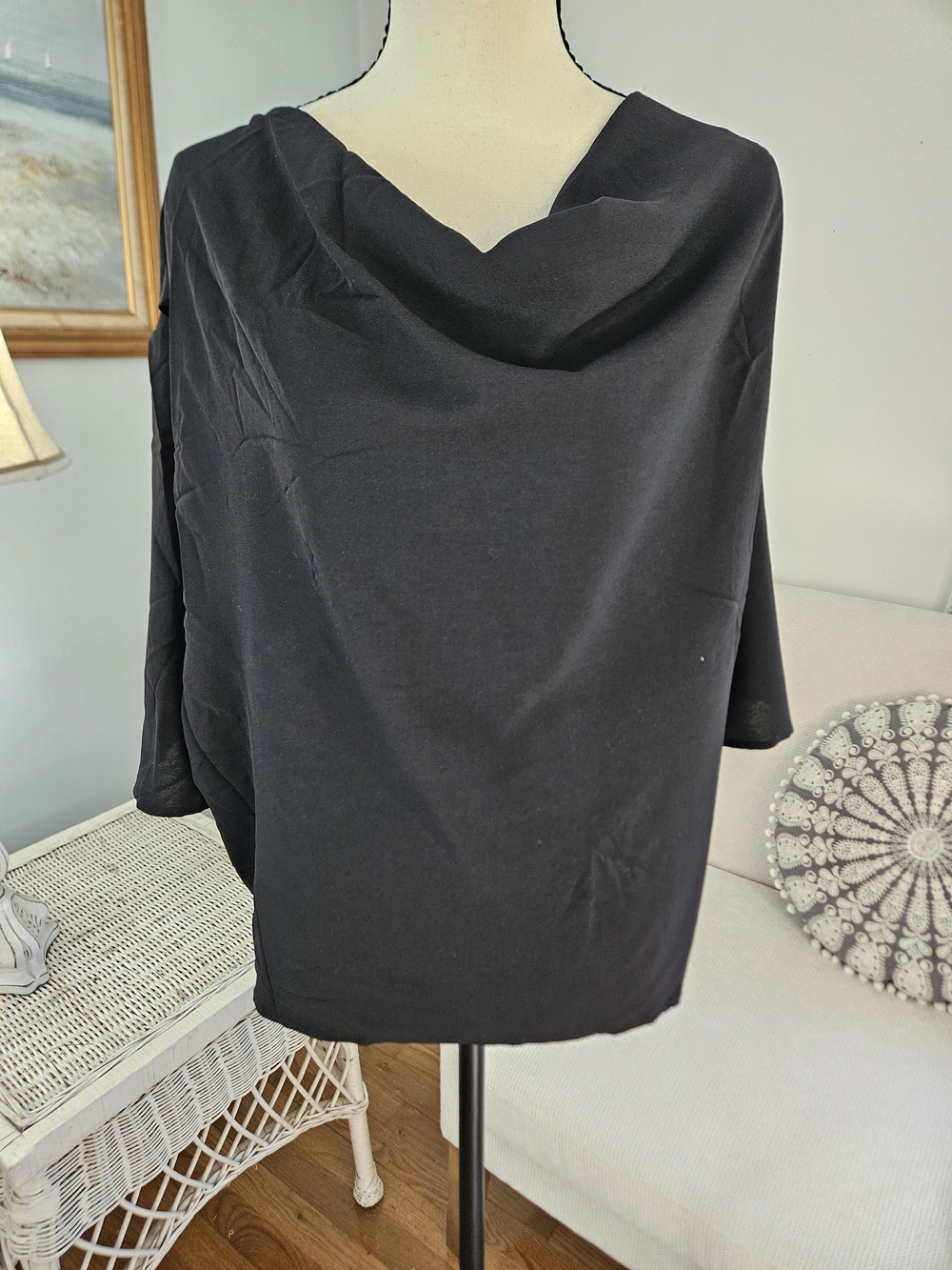 Classic Black Cowl Neck Women's Top